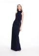 EMILY SHALANT TIE NECK BEAD FRINGE GOWN