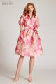 TERI JON PUFF SLEEVE ABSTRACT COCKTAIL DRESS