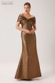 TERI JON OFF SHOULDER TWIST FRONT GOWN