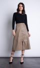 KARINA GRIMALDI VICTORIA VEGAN LEATHER MIDI SKIRT