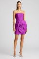 ZAC POSEN STRAPLESS FLOWER MINI DRESS