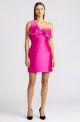 ZAC POSEN ONE SHOULDER TWISTED BOW MINI DRESS