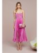 AMUR HARDEN PLEATED STRAPLESS MIDI DRESS