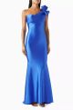 NICOLE BAKTI ONE SHOULDER RIBBON GOWN