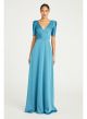 THEIA MARINA V NECK SATIN GOWN