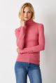 ECRU MOCK NECK TOP WITH BUTTON SLEEVES