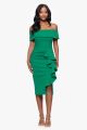 BETSY & ADAM OFF SHOULDER RUFFLE COCKTAIL DRESS