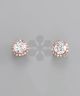 GS ROUND CZ W/ TRIM POST EARRING