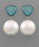 GS STONE & PEARL DANGLE EARRING