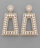 GS PEARL & CRYSTAL TRAPEZOID EARRING