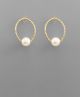GS TEXTURED OVAL & PEARL EARRING