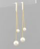 GS 2 ROW & PEARL DROP EARRINGS