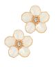 GS MOP FLOWER & CRYSTAL BUD EARRING