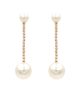 GS LINKED PEARL & CUP CHAIN DROP EARRING