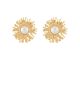 GS ACCENTED PEARL & SUN METAL EARRINGS
