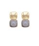 GS BOLD SQUARE STONE & METAL EARRING