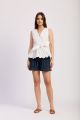 EN SAISON STRIPE FRONT TIED SLVLS TOP