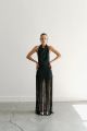 ILA ANIKA FRINGE SATIN MAXI DRESS