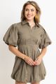 KARLIE PLEAT BUBBLE HEM SHIRT DRESS