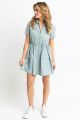 KARLIE SOLID POCKET CINCH WAIST DRESS