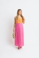 KARLIE COLORBLOCK LINEN BUSTIER MAXI DRESS
