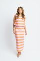 KARLIE STRIPE BOW TOP AND SKIRT SET