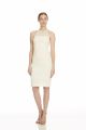 HALSTON SLEEVELESS HIGH NECK FITTED RUCHED DRESS