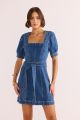 MINKPINK ELLIS DENIM PANEL MINI DRESS