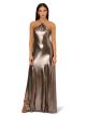 AIDAN MATTOX CHAIN NECK HALTER GOWN