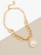 ZENZII OVAL LINK PEARL CHARM COLLAR NECKLACE