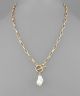 GS PEARL AND CHAIN TOGGLE NECKLACE