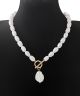 GS PEARL CHARM & PEARL BEAD NECKLACE
