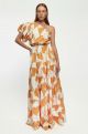 SWF ONE SHOULDER PUFF SLEEVE MAXI DRESS