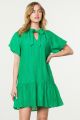 THML PUFF SLV TEXTURED MIDI DRESS