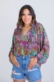 KARLIE MULTI FLORAL VNECK LONG SLV TOP