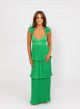 KARLIE SOLID PLEAT BACK SCOOP MAXI DRESS