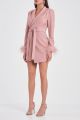 LAVISH ALICE FEATHERED WRAP BLAZER DRESS