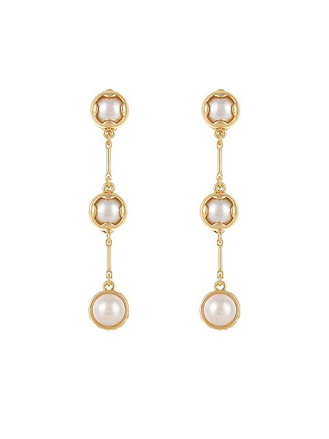 GS COVERED PEARL LINK 3 DROP EARRING