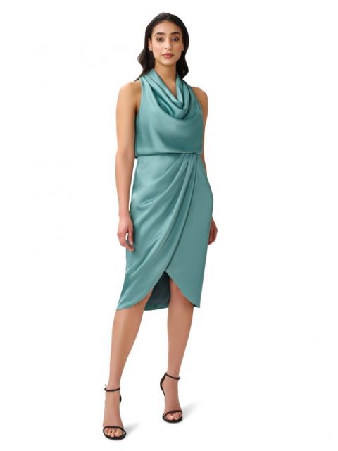 AIDAN MATTOX COWL FRONT COCKTAIL DRESS