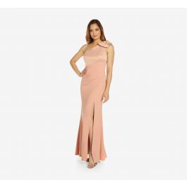 ADRIANNA PAPELL ONE SHOULDER BOW GOWN